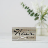Hair Stylist Elegant Wood Grain Achtergrond #4 Visitekaartje (Staand voorkant)