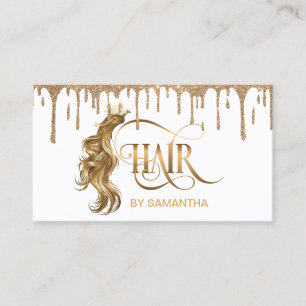 Hair Stylist Extension Wig Gold Modern typografie Visitekaartje