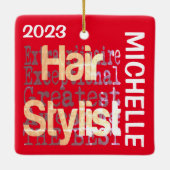 Hair Stylist Extraordinaire CUSTOM Keramisch Ornament (Achterkant)