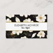 Hair Stylist Floral Black Afsprakenkaartje (Voorkant)