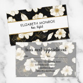 Hair Stylist Floral Black Afsprakenkaartje