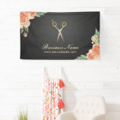 Hair Stylist  Floral Elegant Black & Gold Spandoek (Insitu)