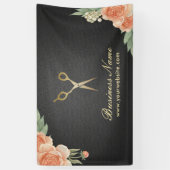 Hair Stylist  Floral Elegant Black & Gold Spandoek (Verticaal)
