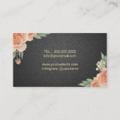 Hair Stylist  Floral Elegant Black & Gold Visitekaartje (Achterkant)