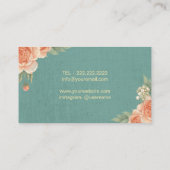 Hair Stylist  Floral Elegant Linen Visitekaartje (Achterkant)