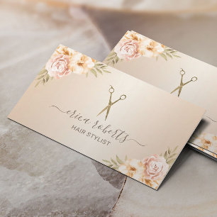 Hair Stylist Floral Elegant Pearl Salon Visitekaartje