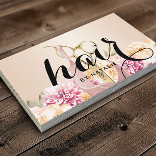 Hair Stylist  Floral Gold Scissor Salon Visitekaartje