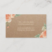 Hair Stylist  Floral Rustic Kraft Visitekaartje (Achterkant)