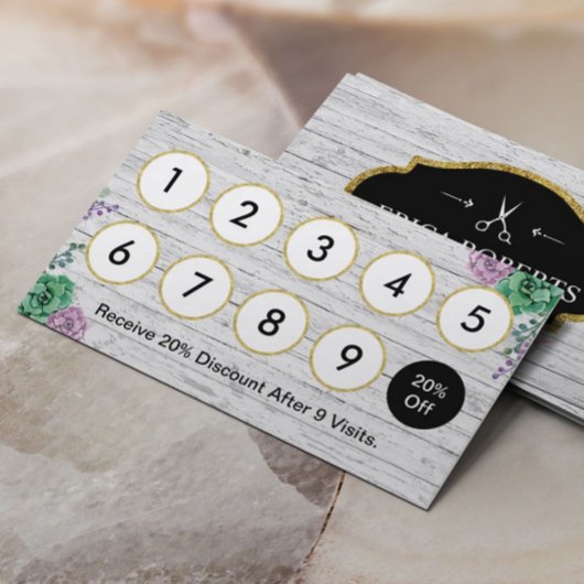 Hair Stylist  Floral Rustic Wood Loyalty