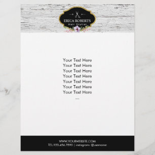 Hair Stylist Floral Rustic Wood Salon Flyer
