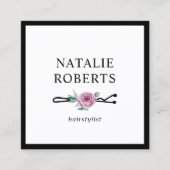 Hair Stylist Flower Bobby Pin Minimalist Lijst Vierkante Visitekaartje (Voorkant)