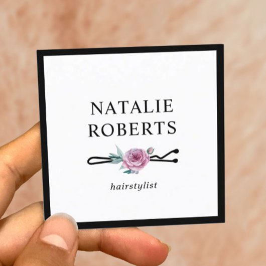 Hair Stylist Flower Bobby Pin Minimalist Lijst Vierkante Visitekaartje