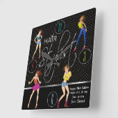 Hair Stylist Fun Girl Design Vierkante Klok (Hoek)