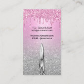 Hair Stylist Girly Pink Drift Silver Glitter Salon Visitekaartje (Achterkant)