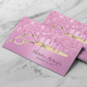 Hair Stylist Girly Pink Glitter Drift Beauty Salon Visitekaartje