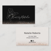 Hair Stylist Glam Gold Glitter Beauty Salon Black Visitekaartje (Voorkant / Achterkant)