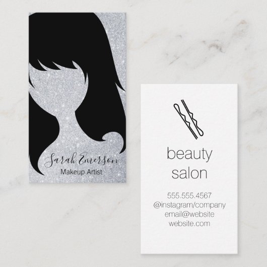 Hair Stylist Glitter Visitekaartje (Voorkant / Achterkant)