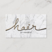 Hair Stylist Gold 3D Script Moderne marble Salon Visitekaartje (Voorkant)