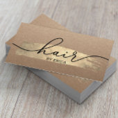 Hair Stylist Gold Brush Stroke Salon Rustic Kraft Visitekaartje