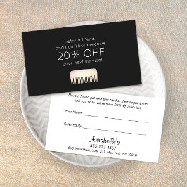 Hair Stylist Gold Comb - klantverwijzing Aanbevelingskaartje