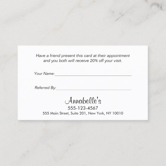 Hair Stylist Gold Comb - klantverwijzing Aanbevelingskaartje (Achterkant)