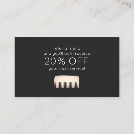 Hair Stylist Gold Comb - klantverwijzing Aanbevelingskaartje (Voorkant)