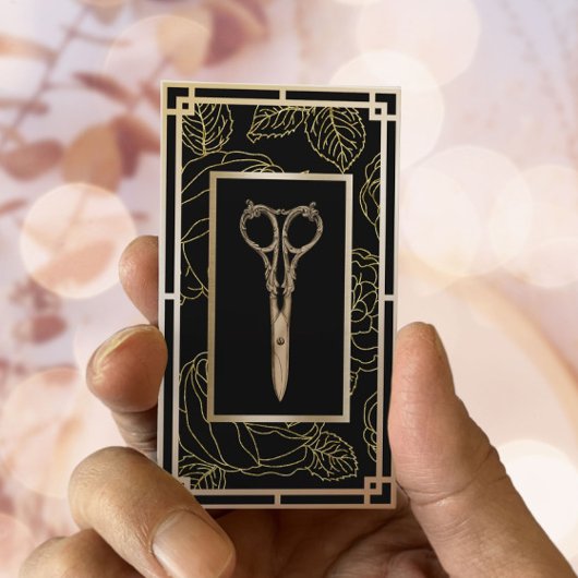 Hair Stylist  Gold Floral Pattern Lux Salon Visitekaartje