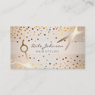Hair Stylist Gold Glitter Confetti Saloon Visitekaartje