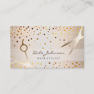 Hair Stylist Gold Glitter Confetti Saloon Visitekaartje