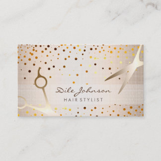 Hair Stylist Gold Glitter Confetti Saloon Visitekaartje