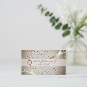 Hair Stylist Gold Glitter Confetti Saloon Visitekaartje (Staand voorkant)