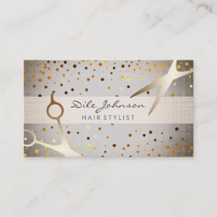 Hair Stylist Gold Glitter Confetti Saloon Visitekaartje