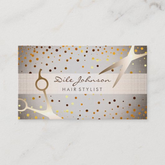 Hair Stylist Gold Glitter Confetti Saloon Visitekaartje (Voorkant)