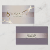 Hair Stylist Gold Glitter Salon Linen Retro Visitekaartje (Voorkant / Achterkant)