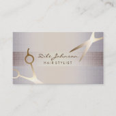 Hair Stylist Gold Glitter Salon Linen Retro Visitekaartje (Voorkant)