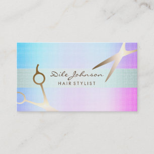 Hair Stylist Gold Glitter Salon Linen Zee Blue Visitekaartje