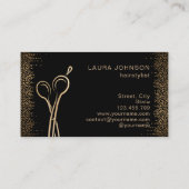 Hair Stylist Gold Glitter Scissors Beauty Salon Visitekaartje (Achterkant)
