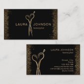 Hair Stylist Gold Glitter Scissors Beauty Salon Visitekaartje (Voorkant / Achterkant)