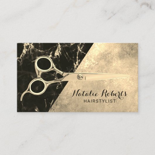 Hair Stylist Gold Marble Beauty Salon Visitekaartje (Voorkant)