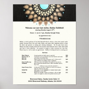 Hair Stylist Gold  Motif Black Linen look Poster