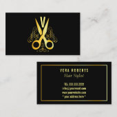 Hair Stylist Gold Scissor & Beauty Salon Visitekaartje (Voorkant / Achterkant)