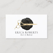Hair Stylist Gold Scissor Black Roos Beauty Salon Visitekaartje (Voorkant)