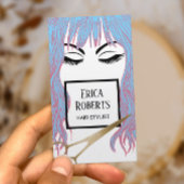 Hair Stylist Gold Scissor & Blue Hair Girl Salon Visitekaartje