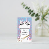 Hair Stylist Gold Scissor & Blue Hair Girl Salon Visitekaartje (Staand voorkant)