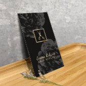 Hair Stylist Gold Scissor Classy Black Floral Visitekaartje