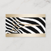 Hair Stylist Gold Scissor Classy Zebra Stripes Visitekaartje (Voorkant)
