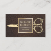 Hair Stylist Gold Scissor  Damask Visitekaartje (Voorkant)