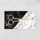 Hair Stylist Gold Scissor Elegant Marble Salon Visitekaartje (Voorkant)