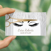 Hair Stylist Gold Scissor & Girl Hair Salon Visitekaartje