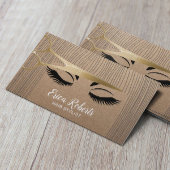 Hair Stylist Gold Scissor & Girl Rustic Kraft Visitekaartje